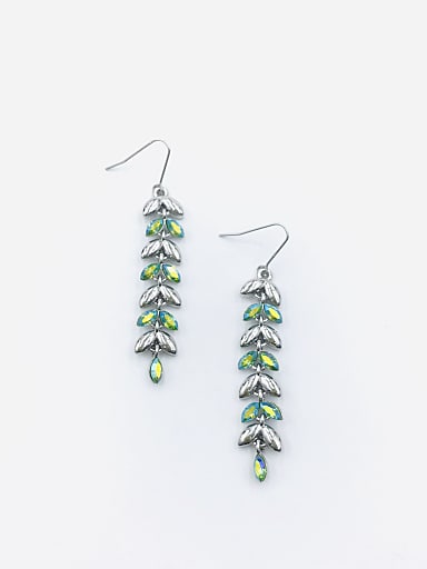 Zinc Alloy Swarovski Crystal Multi Color Leaf Dainty Hook Earring