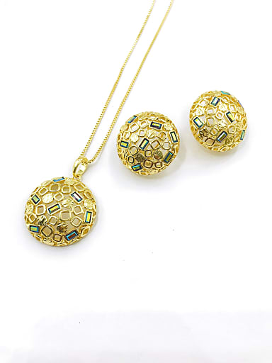 Trend Round Zinc Alloy Rhinestone Multi Color Earring and Necklace Set