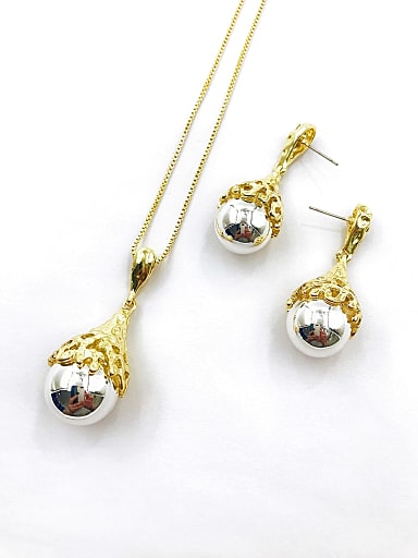 Minimalist Irregular Zinc Alloy Bead Silver Earring and Necklace Set
