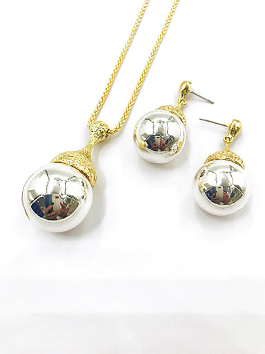 Minimalist Water Drop Zinc Alloy Bead Silver Earring and Necklace Set