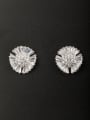 thumb Platinum Plated Copper Flower Zircon Studs stud Earring 0