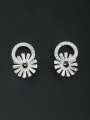 thumb Flower Platinum Plated Zircon White Studs stud Earring 0