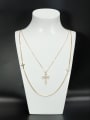 thumb Gold Plated Cross White Zircon Beautiful Necklace 0