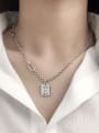 thumb Vintage Sterling Silver With Platinum Plated Simplistic Geometric letter  Necklaces 2