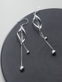 thumb 925 Sterling Silver With Platinum Plated Simplistic Hollow Geometric Threader Earrings 2