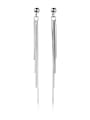 thumb 925 Sterling Silver With Platinum Plated Fashion Tassel Threader Earrings 0