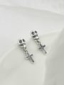 thumb Vintage Sterling Silver With Antique Silver Plated Trendy Skull  Cross Drop Earrings 4