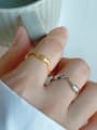 thumb 925 Sterling Silver With Gold Plated Simplistic Curve Round Band Rings 0
