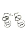 thumb Vintage Sterling Silver With Antique Silver Plated Fashion Round Drop Earrings 0