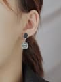 thumb Vintage Sterling Silver With Fashion Asymmetry Round Drop Earrings 1