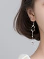 thumb 925 Sterling Silver With Platinum Plated Simplistic Hollow Geometric Threader Earrings 1