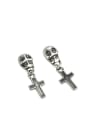 thumb Vintage Sterling Silver With Antique Silver Plated Trendy Skull  Cross Drop Earrings 0