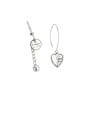 thumb Vintage Sterling Silver With Platinum Plated Fashion Asymmetry  Heart Hook Earrings 0