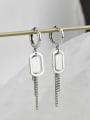 thumb Vintage  Sterling Silver With Antique Silver Plated Trendy Smooth Geometric Drop Earrings 4