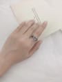 thumb Vintage Sterling Silver With Platinum Plated Simplistic Irregular Free Size Rings 2