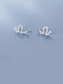 thumb 925 Sterling Silver With Platinum Plated Cute snake Stud Earrings 0