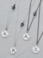 thumb Vintage Sterling Silver With Antique Silver Plated Simplistic Round Simple Old Letters  Necklaces 4