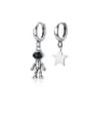 thumb 925 Sterling Silver With Antique Silver Plated Vintage Asymmetric  Star Clip On Earrings 2