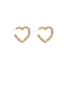 thumb Alloy With Gold Plated Simplistic Hollow Heart Stud Earrings 0