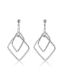 thumb 925 Sterling Silver With Platinum Plated Simplistic Hollow Geometric Drop Earrings 0