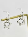 thumb Vintage Sterling Silver With  Simplistic Hollow Smooth Star Hook Earrings 3