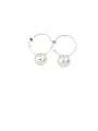 thumb 925 Sterling Silver With Platinum Plated Simplistic Round Hoop Earrings 0