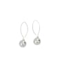thumb 925 Sterling Silver With Platinum Plated Simplistic Round Hook Earrings 0