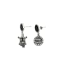 thumb Vintage Sterling Silver With Fashion Asymmetry Round Drop Earrings 0