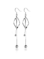thumb 925 Sterling Silver With Platinum Plated Simplistic Hollow Geometric Threader Earrings 0