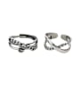 thumb Vintage Sterling Silver With Antique Silver Plated  Retro irregular Free Size Rings 0