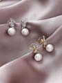 thumb Alloy With Gold Plated Classic Small Pearl Knot Drop Earrings 0
