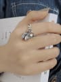 thumb Vintage Sterling Silver With Platinum Plated Vintage Horse Peanut Free Size Rings 1
