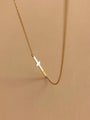 thumb 925 Sterling Silver With Gold Plated Simplistic Smooth Cross Necklaces 2