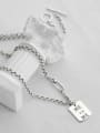 thumb Vintage Sterling Silver With Platinum Plated Simplistic Geometric letter  Necklaces 3