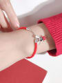 thumb 925 Sterling Silver With Gold Plated Cute Mouse Red rope Bracelets 2