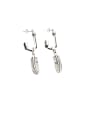 thumb Vintage Sterling Silver With Antique Silver Plated Fashion Feather Clip On Earrings 0