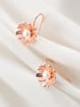 thumb 925 Sterling Silver With Rose Gold Plated Fashion Flower Hook Earrings 1