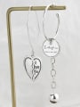 thumb Vintage Sterling Silver With Platinum Plated Fashion Asymmetry  Heart Hook Earrings 3