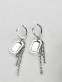 thumb Vintage  Sterling Silver With Antique Silver Plated Trendy Smooth Geometric Drop Earrings 3