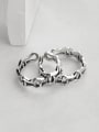 thumb Vintage  Sterling Silver With Antique Silver Plated Fashion Hollow  Geometric Free Size Rings 4