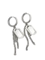 thumb Vintage  Sterling Silver With Antique Silver Plated Trendy Smooth Geometric Drop Earrings 0
