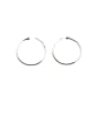 thumb 925 Sterling Silver With Platinum Plated Simplistic Hollow Round Hoop Earrings 0