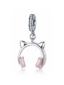 thumb 925 silver cute cat headphones charms 0