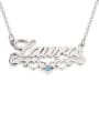 thumb Custom birthstone Name Necklace with Underline Hearts Silver 0
