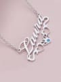 thumb Custom birthstone Name Necklace with Underline Hearts Silver 1