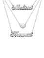 thumb Three Layers Personalized Heart Name Necklace Silver 0