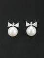 thumb Model No 1000001187 Platinum Plated Butterfly Pearl White Drop drop Earring 0