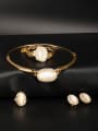 thumb Gold Plated Zinc Alloy Round White Tigers Eye  4 Pieces Set 0