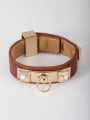 thumb New design Gold Plated PU Square Bangle in Brown color 0