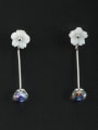 thumb Silver Flower Drop drop Earring with Platinum Plated austrian Crystals 0